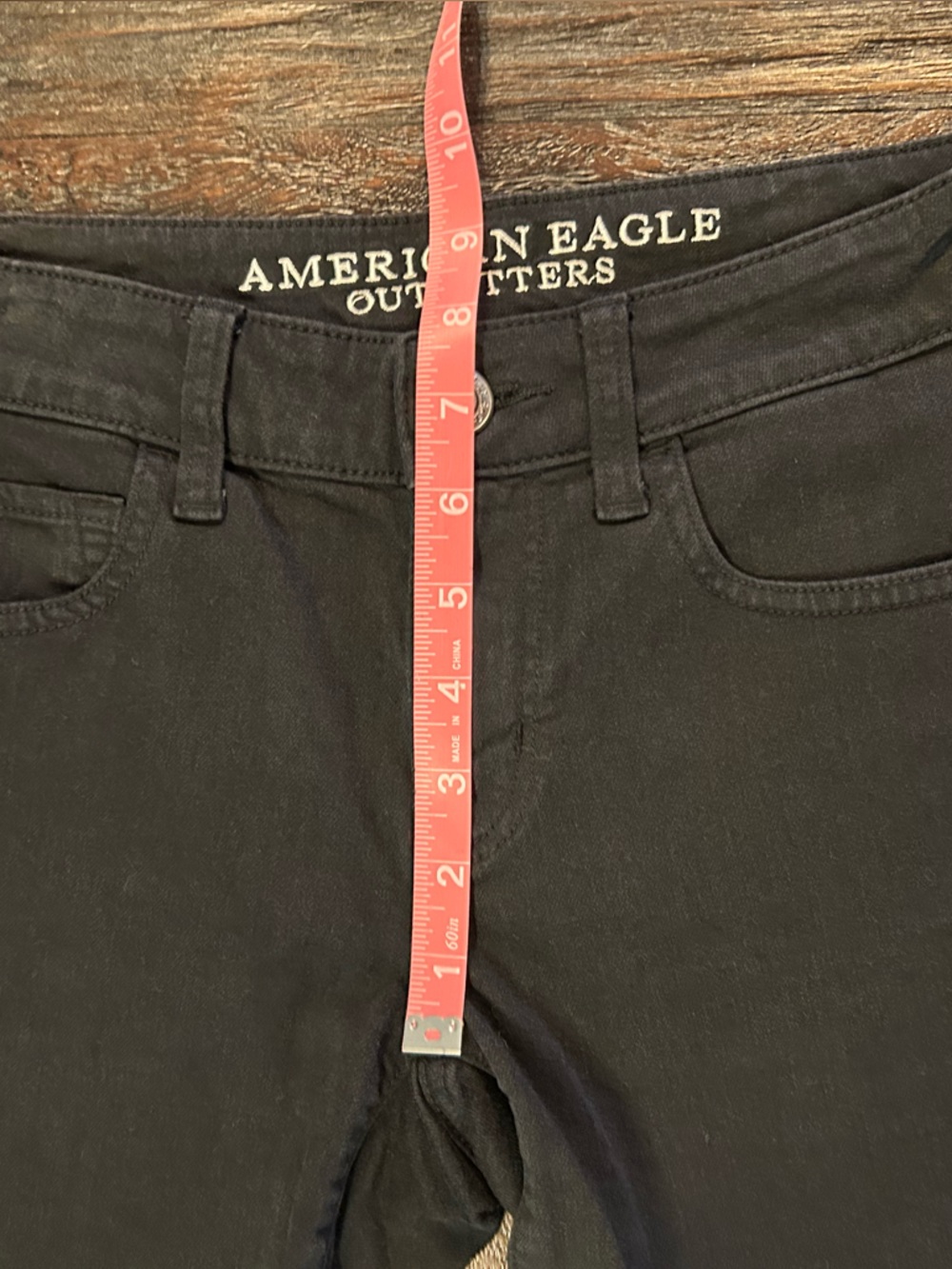 American Eagle Outfitters Black Super Stretch Midi Twill High Waist Denim Shorts - Picture 7 of 8